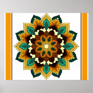 Mandala Muster 02 in gelb & tan Poster