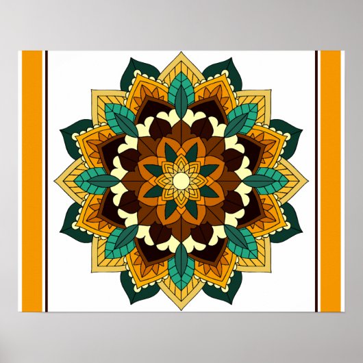 Mandala Muster 02 in gelb & tan Poster (Vorne)