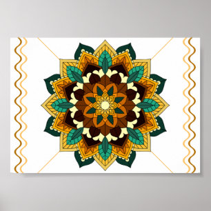 Mandala Muster 02 in gelb & tan Poster