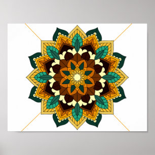Mandala Muster 02 in gelb & tan Poster
