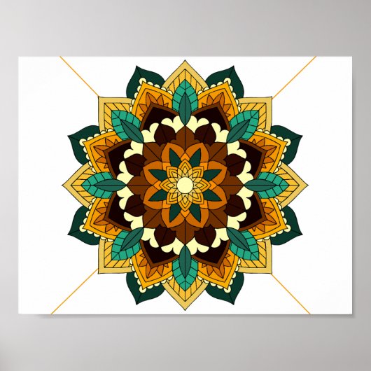 Mandala Muster 02 in gelb & tan Poster (Vorne)