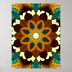 Mandala Muster 02 in gelb & tan Poster