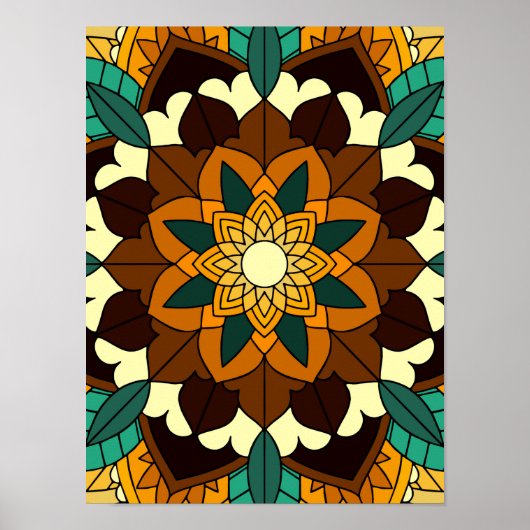 Mandala Muster 02 in gelb & tan Poster (Vorne)