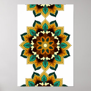 Mandala Muster 02 in gelb & tan Poster