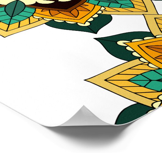 Mandala Muster 02 in gelb & tan Poster (Ecke)