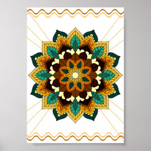 Mandala Muster 02 in gelb & tan Poster