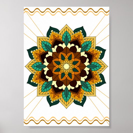 Mandala Muster 02 in gelb & tan Poster (Vorne)