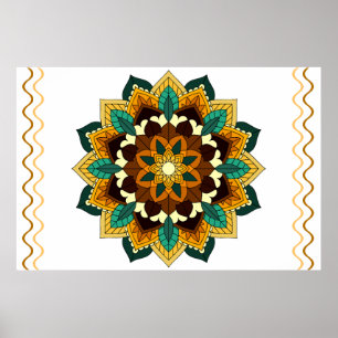 Mandala Muster 02 in gelb & tan Poster