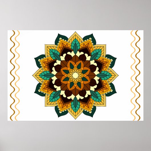 Mandala Muster 02 in gelb & tan Poster (Vorne)