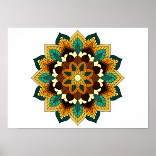 Mandala Muster 02 in gelb & tan Poster