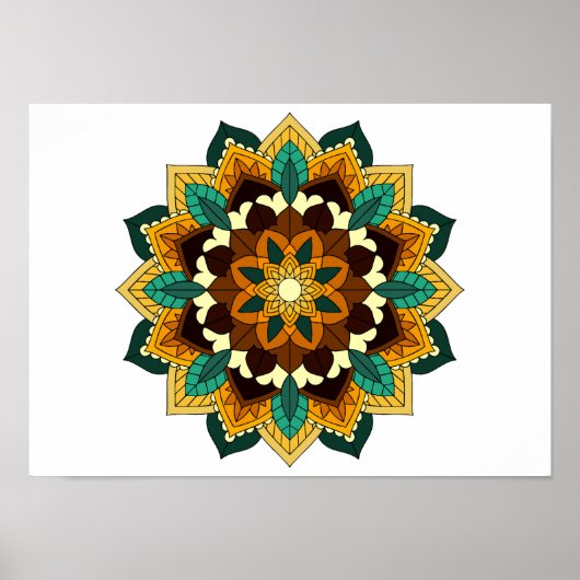 Mandala Muster 02 in gelb & tan Poster (Vorne)
