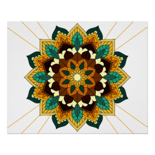 Mandala Muster 02 in gelb & tan Poster