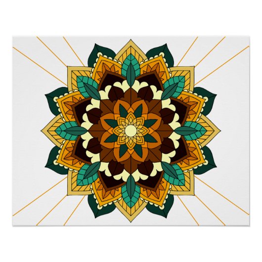 Mandala Muster 02 in gelb & tan Poster (Vorderseite)