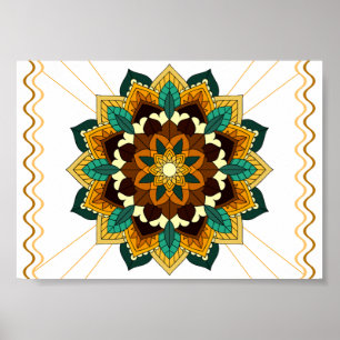 Mandala Muster 02 in gelb & tan Poster