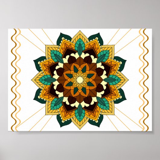 Mandala Muster 02 in gelb & tan Poster (Vorne)