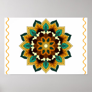 Mandala Muster 02 in gelb & tan Poster