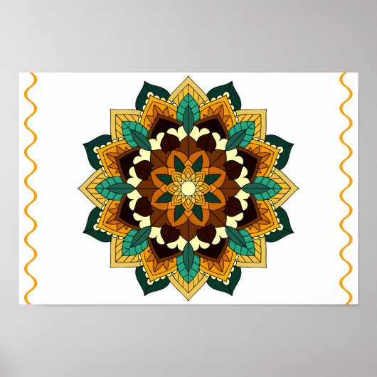 Mandala Muster 02 in gelb & tan Poster (Vorne)
