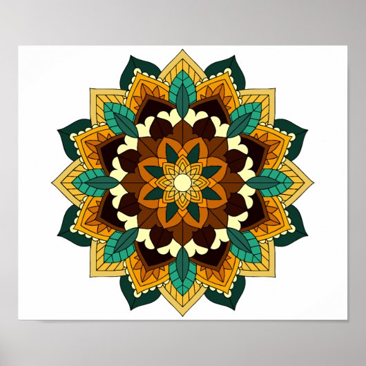 Mandala Muster 02 in gelb & tan Poster (Vorne)