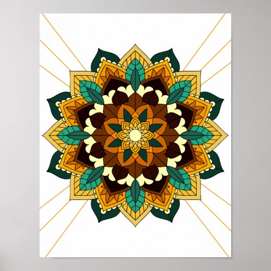 Mandala Muster 02 in gelb & tan Poster (Vorne)