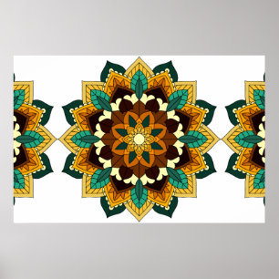 Mandala Muster 02 in gelb & tan Poster