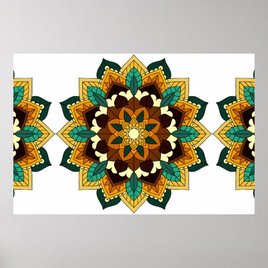 Mandala Muster 02 in gelb & tan Poster (Vorne)