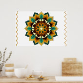 Mandala Muster 02 in gelb & tan Poster (Küche)