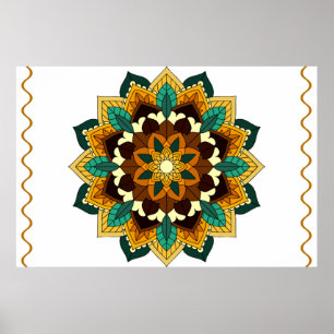 Mandala Muster 02 in gelb & tan Poster