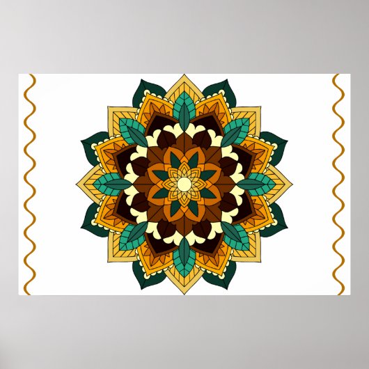Mandala Muster 02 in gelb & tan Poster (Vorne)
