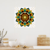 Mandala Muster 02 in gelb & tan Poster (Küche)
