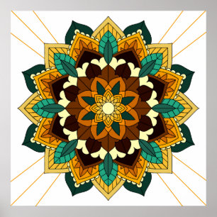 Mandala Muster 02 in gelb & tan Poster