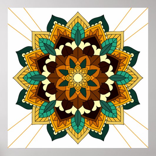 Mandala Muster 02 in gelb & tan Poster (Vorne)