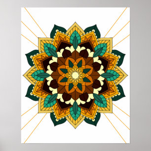 Mandala Muster 02 in gelb & tan Poster