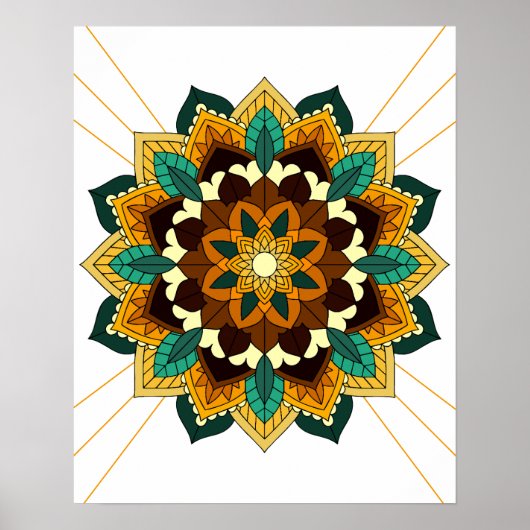 Mandala Muster 02 in gelb & tan Poster (Vorne)