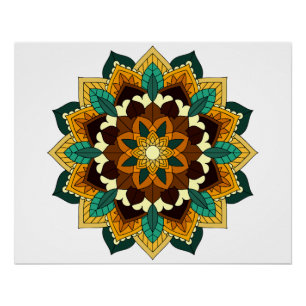 Mandala Muster 02 in gelb & tan Poster