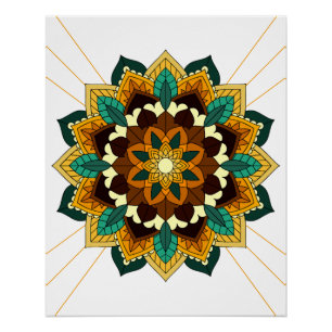 Mandala Muster 02 in gelb & tan Poster