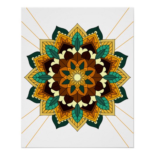 Mandala Muster 02 in gelb & tan Poster (Vorderseite)