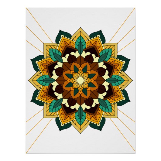 Mandala Muster 02 in gelb & tan Poster (Vorderseite)
