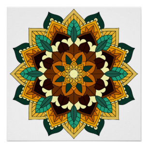Mandala Muster 02 in gelb & tan Poster