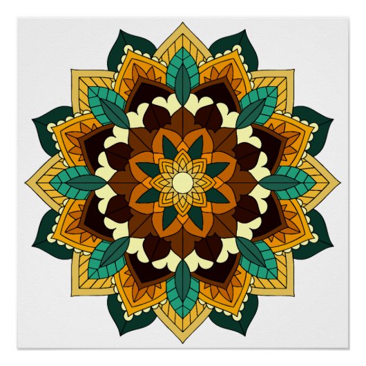 Mandala Muster 02 in gelb & tan Poster (Vorderseite)