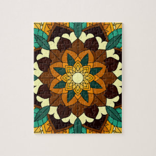 Mandala Muster 02 in gelb & tan Puzzle