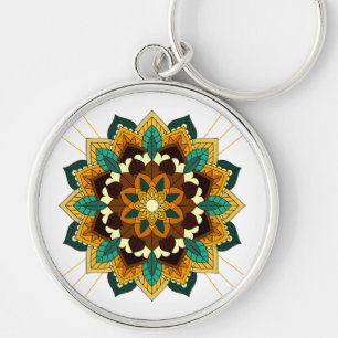 Mandala Muster 02 in gelb & tan Schlüsselanhänger