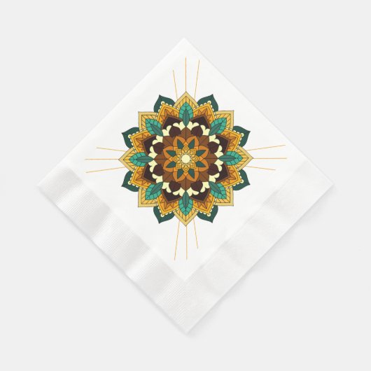 Mandala Muster 02 in gelb & tan Serviette (Ecke)