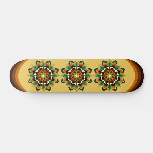 Mandala Muster 02 in gelb & tan Skateboard (Horizontal)