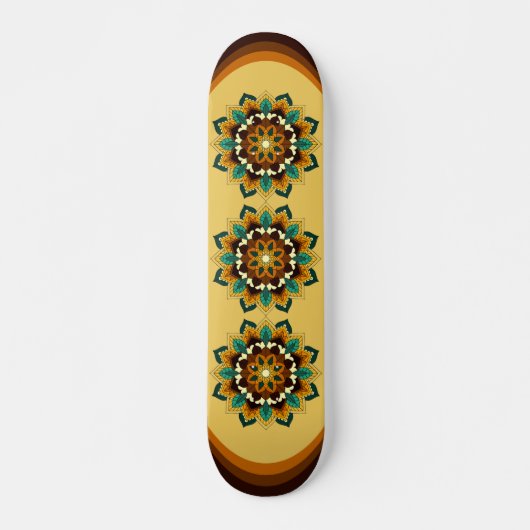 Mandala Muster 02 in gelb & tan Skateboard (Vorne)