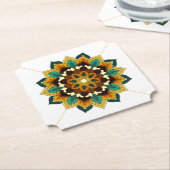 Mandala Muster 02 in gelb & tan Untersetzer (angewinkelt)