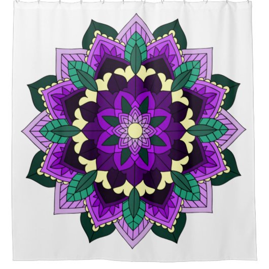 Mandala Muster 02 in lila Duschvorhang (Vorderseite)