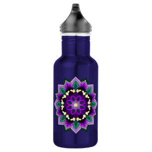Mandala Muster 02 in lila Edelstahlflasche