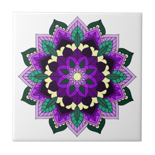 Mandala Muster 02 in lila Fliese (Vorderseite)