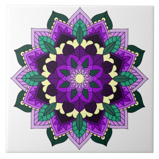 Mandala Muster 02 in lila Fliese (Vorderseite)
