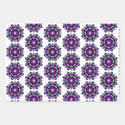 Mandala Muster 02 in lila Geschenkpapier Set (Vorderseite)